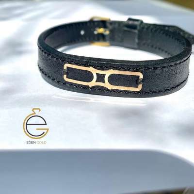 دستبند چرم مردانه ‏‎طرح عینکی