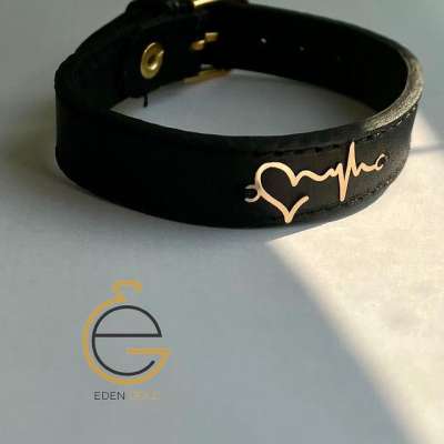 دستبند چرم با طرح ضربان قلب