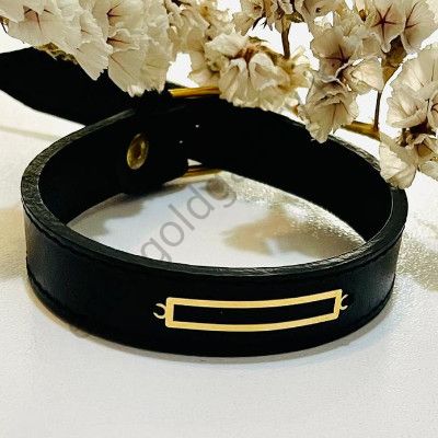 دستبند طرح مستطیل با چرم