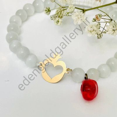 دستبند طلا طرح انار و قلب