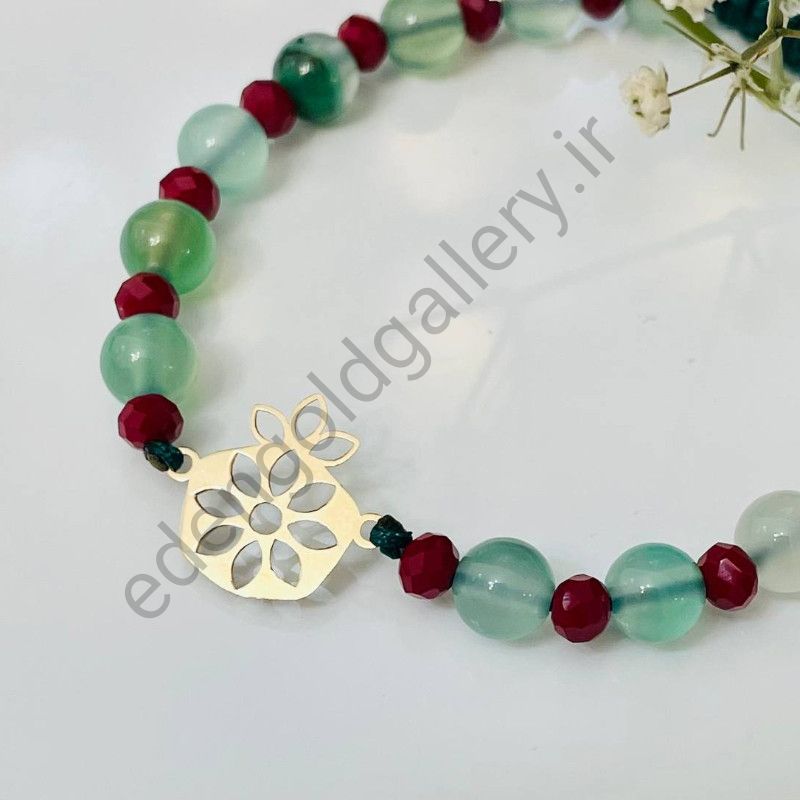 دستبند طلا طرح انار و گل