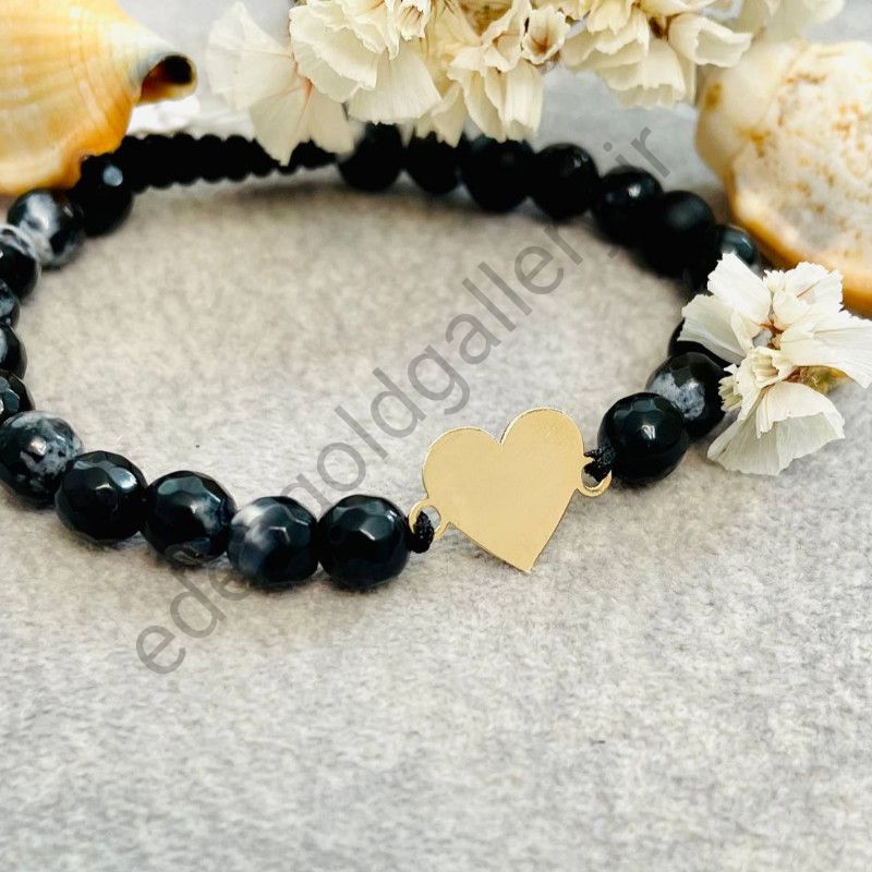 دستبند قلب با بند مهره ای