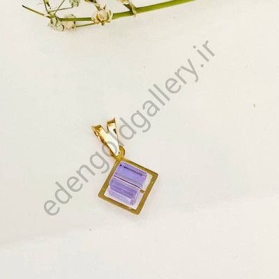 پلاک طلا طرح سواروسکی با سنگ بنفش