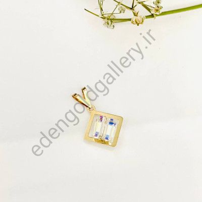 پلاک طلا طرح سواروسکی با سنگ سفید