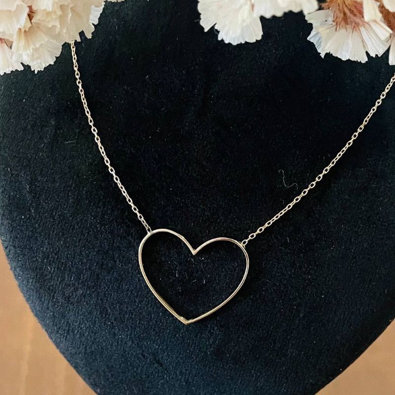 گردنبند طرح قلب با زنجیر طلا