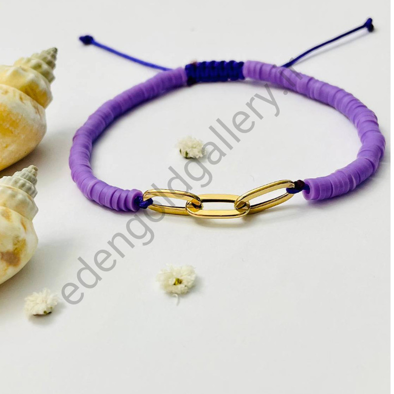 دستبند هرمس طلا زنانه با بند فیمو