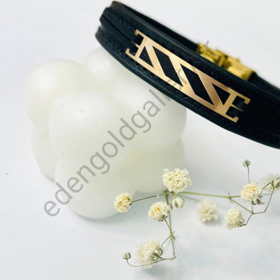 دستبند طلا مردانه چرم