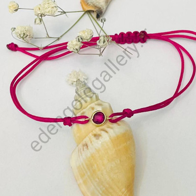 دستبند طلا نگین صورتی