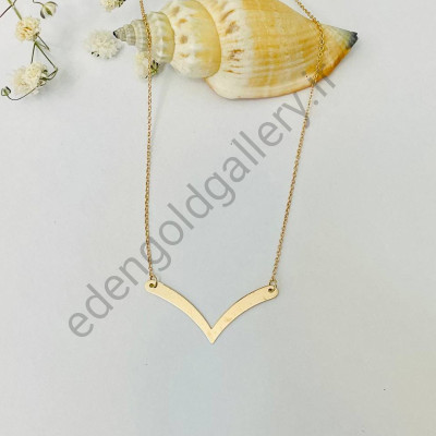 گردنبند طلا طرح V با زنجیر کد 481