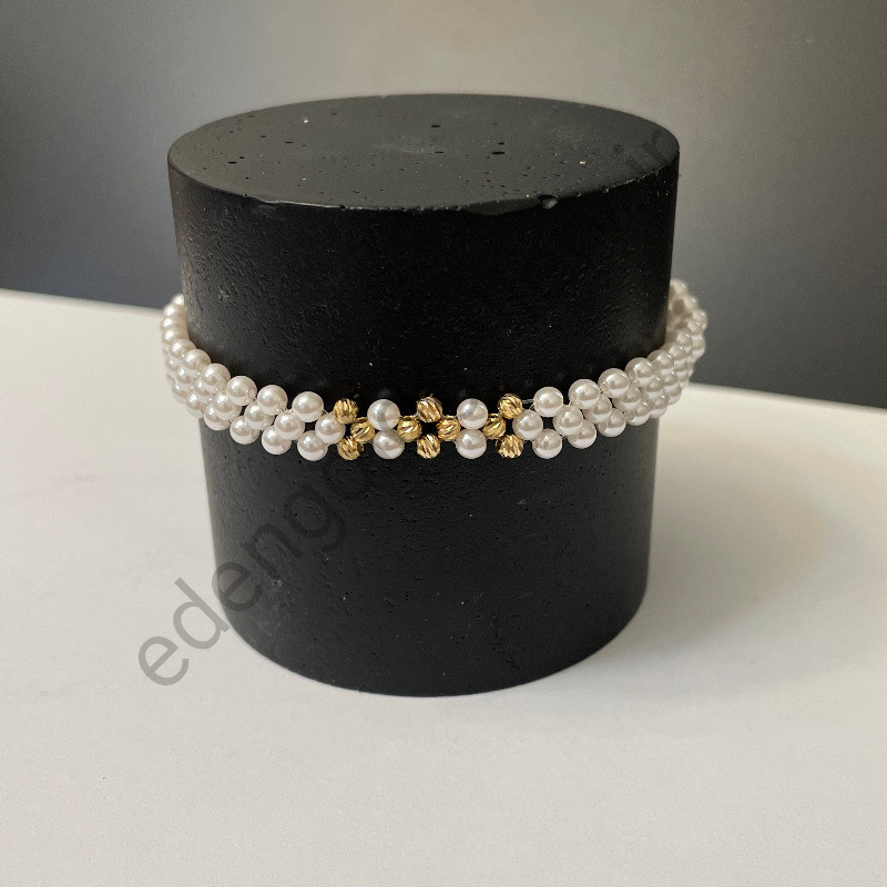 دستبند مروارید و گوی طلا