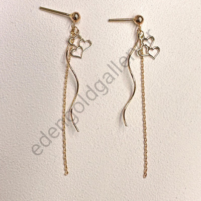 گوشواره طلا آویزی قلب کد 962