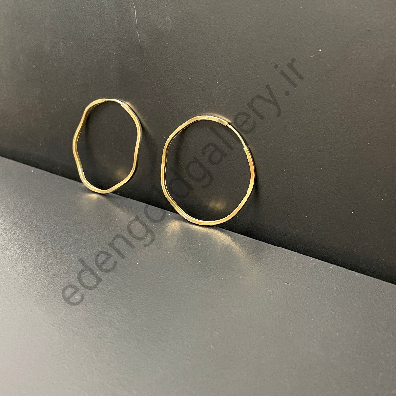 گوشواره طلا حلقه ای موج دار بزرگ