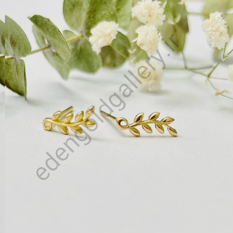 گوشواره طلا میخی طرح خوشه گندم کد 687