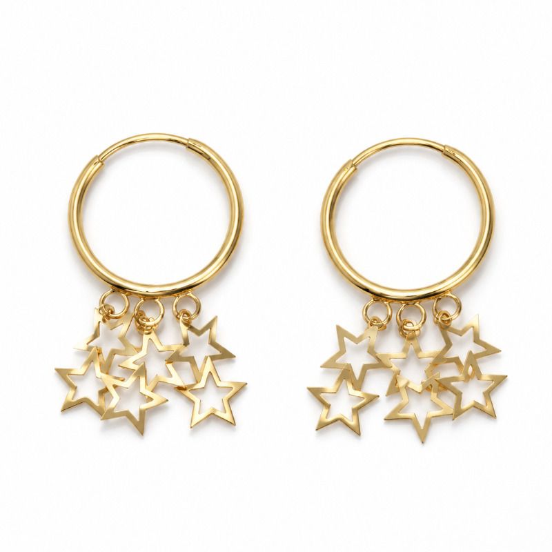 گوشواره حلقه ای ریز طرح ستاره 1381