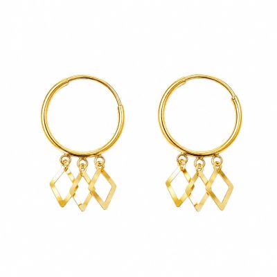 گوشواره طلا سبک حلقه ای لوزی 1564